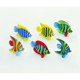 Poissons en verre - lot de 6 pièces