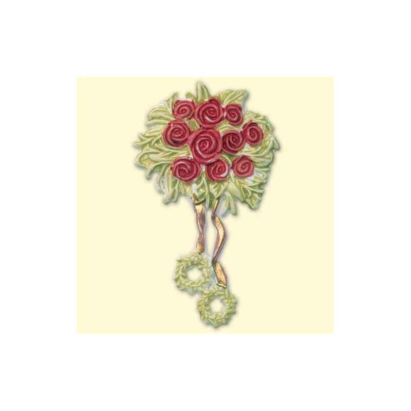 Décoration en cire Mariage - Bouquet de roses rouges