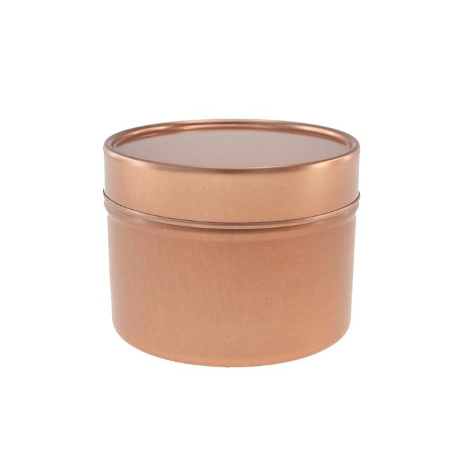 Boite ronde 100 ml  en or rosé avec couvercle métallique