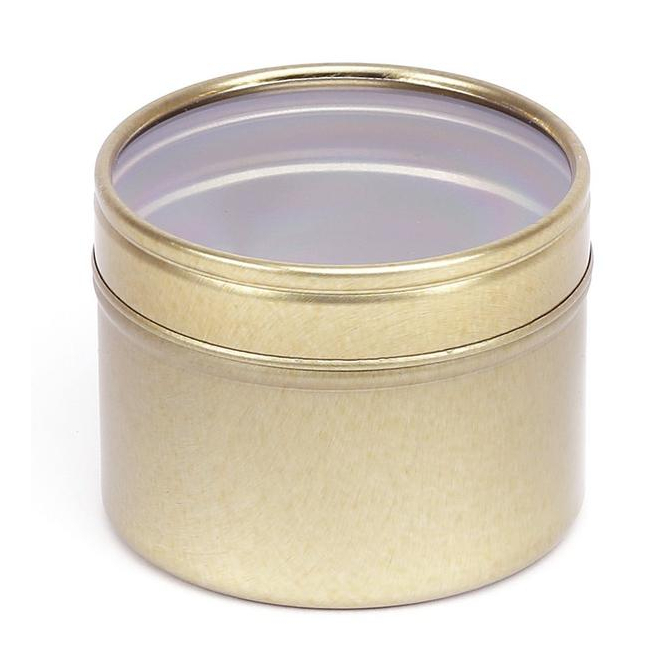 Boite ronde 100 ml  couleur or avec couvercle transparent