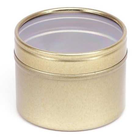 Boite ronde 100 ml  couleur or avec couvercle transparent