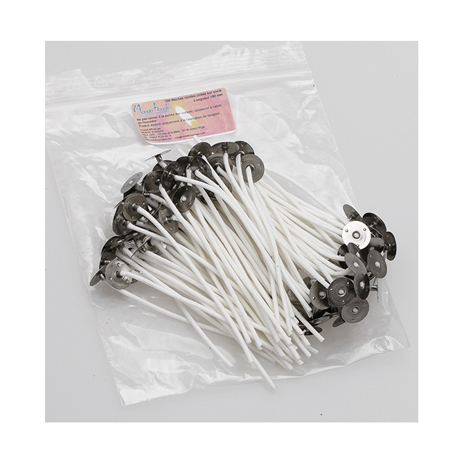 Mèches pour cire d'abeille 100 mm + support