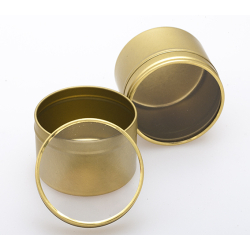 Boite ronde 100 ml  couleur or avec couvercle transparent