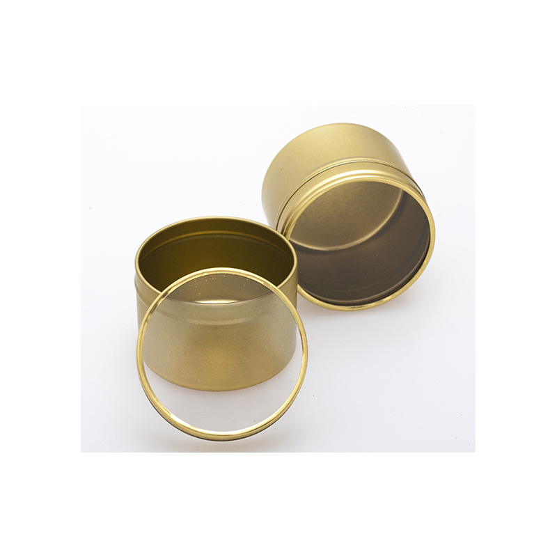 Boite ronde 100 ml couleur or avec couvercle transparent