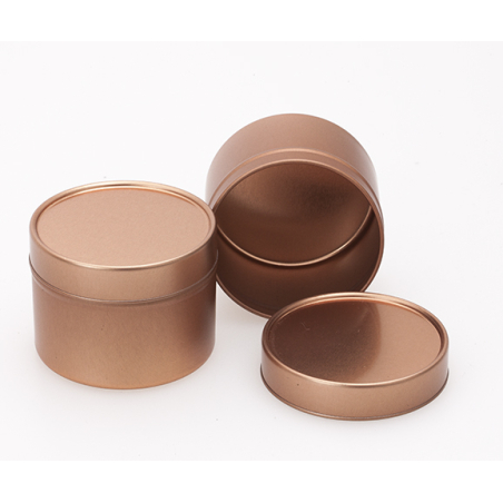 Boite ronde 100 ml  en or rosé avec couvercle métallique