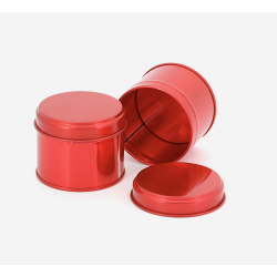 Boite ronde 100 ml  rouge avec couvercle métallique