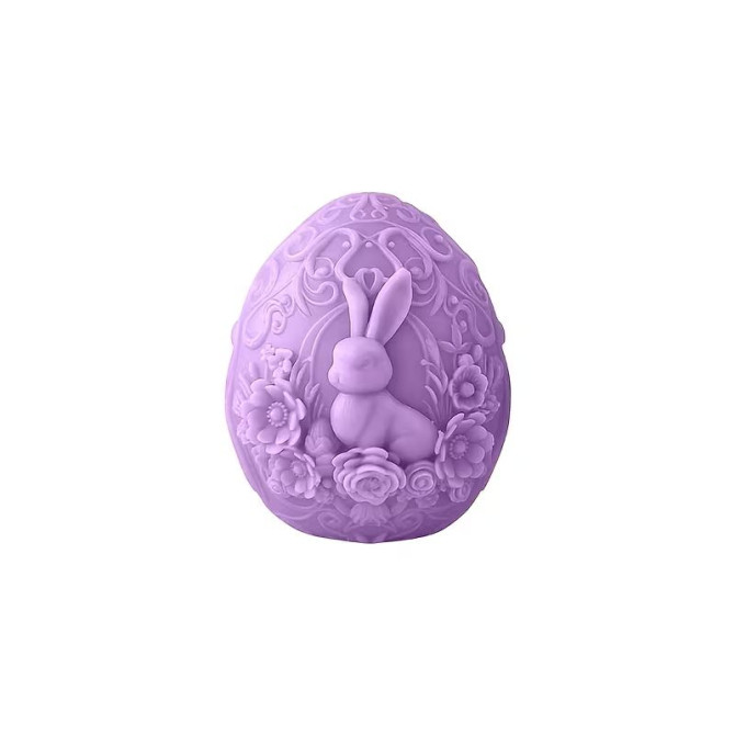 Moule en silicone Oeuf de Pâques déco Lapin et fleurs