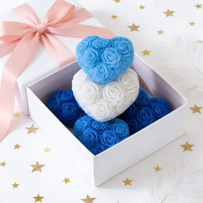 Moule en Silicone coeur de roses PM- MONDO BOUGIES