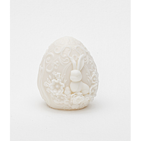 Moule en silicone Oeuf de Pâques déco Lapin et fleurs