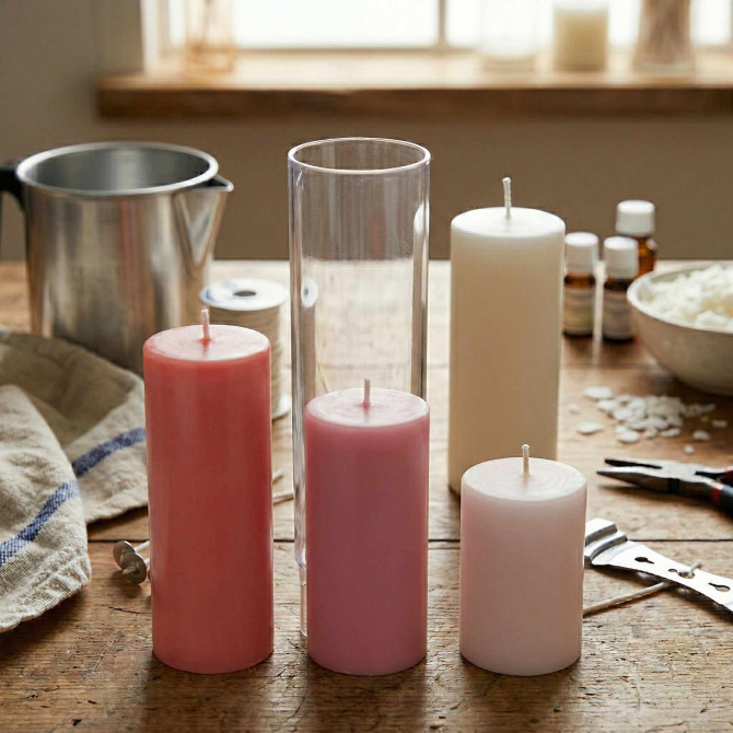 Bougies réalisées avec un moule cylindre