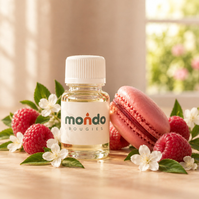 Parfum Macaron Framboise Bougies - MONDO BOUGIES
